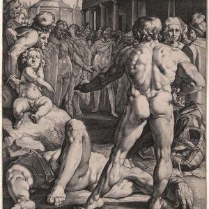 Офорт Бой между Одиссеем и Ирусом 1589 г. Ян Мюллер