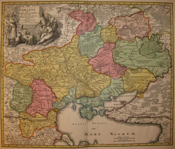 Карта - Україна Козацька Республіка/Ukrania quae et Terra Cosaccorum поч. XVIII ст..