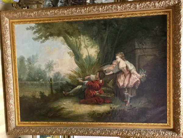 Пара картин Галантная сцена" автор M.Millerr  18 век